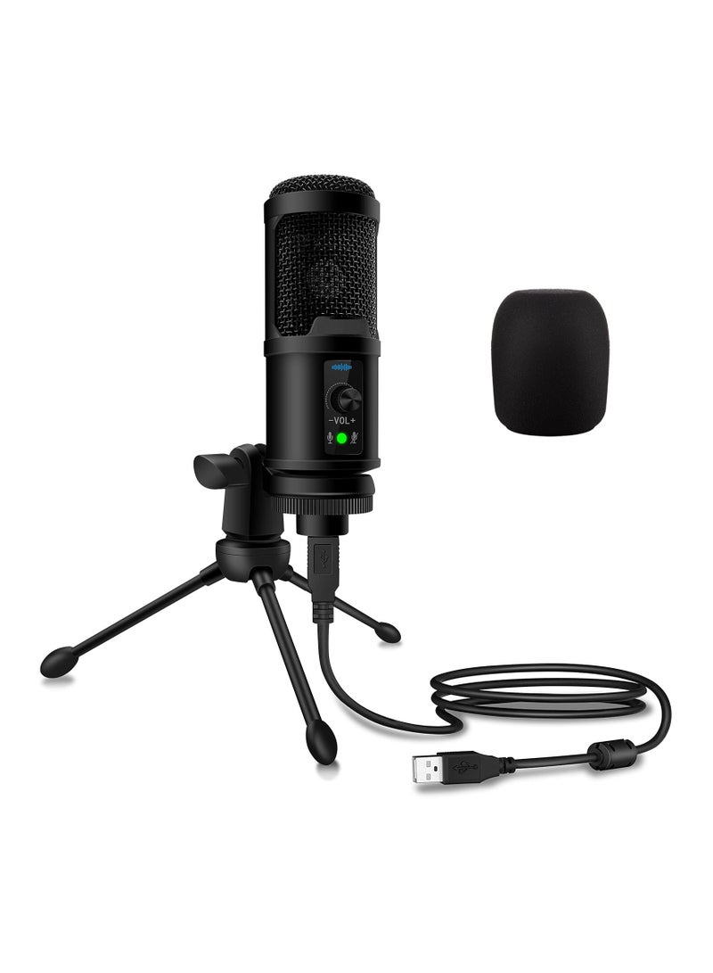 USB Microphone, With Built-In Headphone Jack & Volume Control, PC Microphone for Gaming Recording Streaming Voiceover