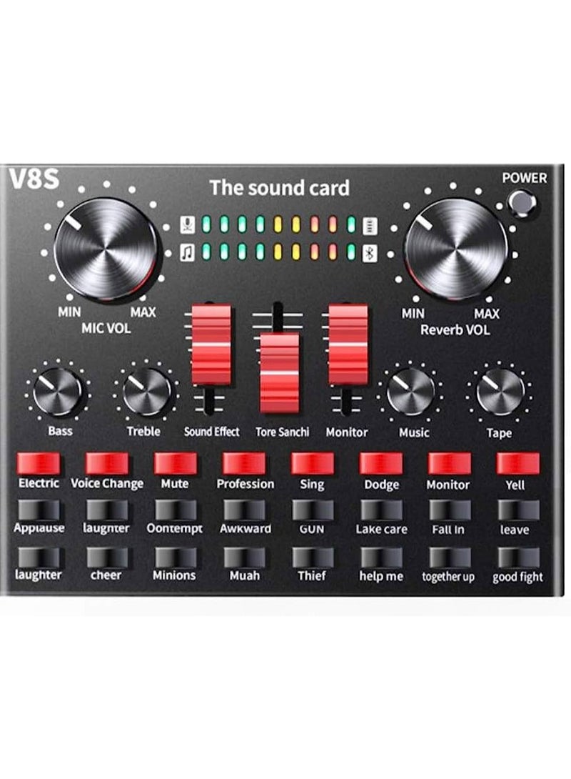 V88 Sound Card Mixer USB External Live Sound Card Anchor Network Interface Type for Mobile Phone & PC Laptop