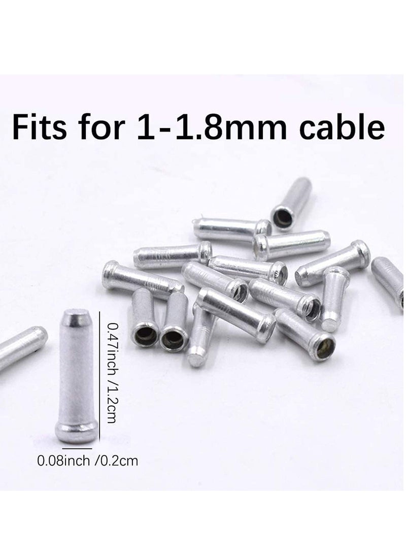 Alloy Bike Brake Cable Cap End Tips Crimp for Road Mountain Bicycle, Pieces Caps Ends Wire Tips Crimps with Storage Box