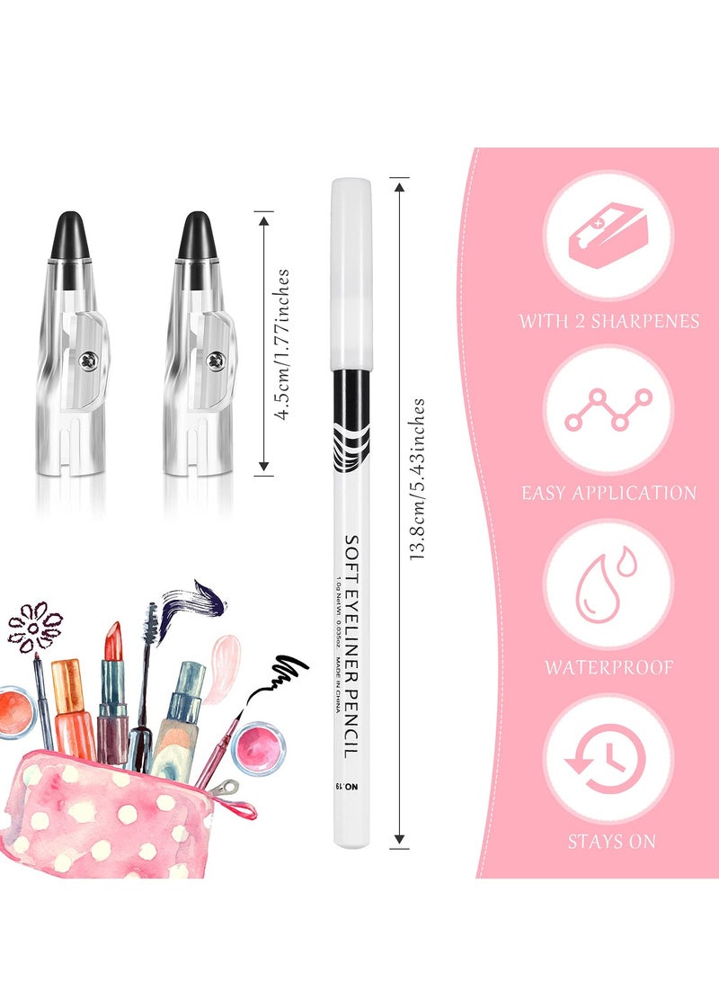 White Eyeliner Pencil Soft Highlighter Eye Liner Pencil Lying Eye Brightener Stick Eyeshadow Pencil Waterproof Hypoallergenic White Eye Liners Makeup Pencils Easy to Color Eye Makeup