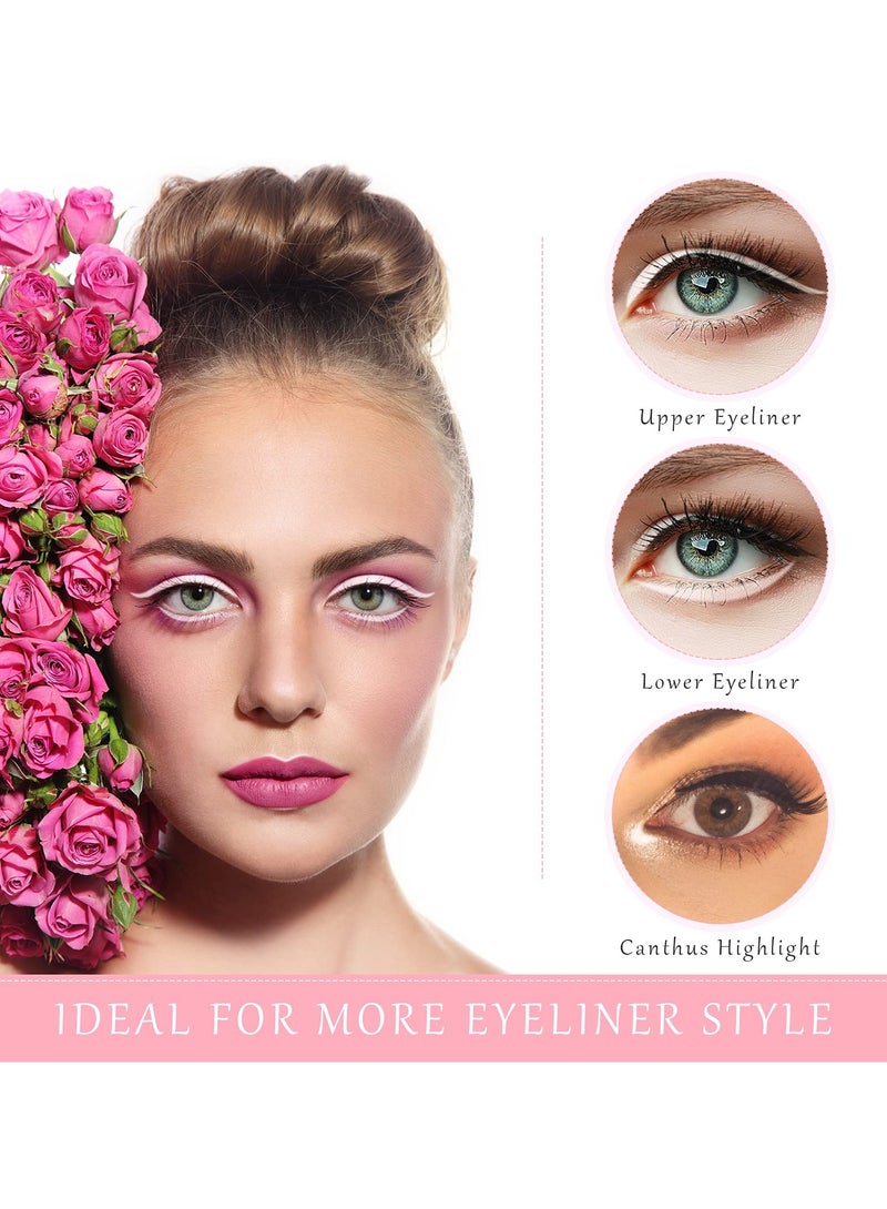 White Eyeliner Pencil Soft Highlighter Eye Liner Pencil Lying Eye Brightener Stick Eyeshadow Pencil Waterproof Hypoallergenic White Eye Liners Makeup Pencils Easy to Color Eye Makeup