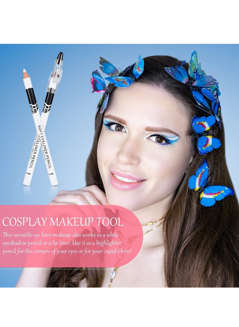 White Eyeliner Pencil Soft Highlighter Eye Liner Pencil Lying Eye Brightener Stick Eyeshadow Pencil Waterproof Hypoallergenic White Eye Liners Makeup Pencils Easy to Color Eye Makeup