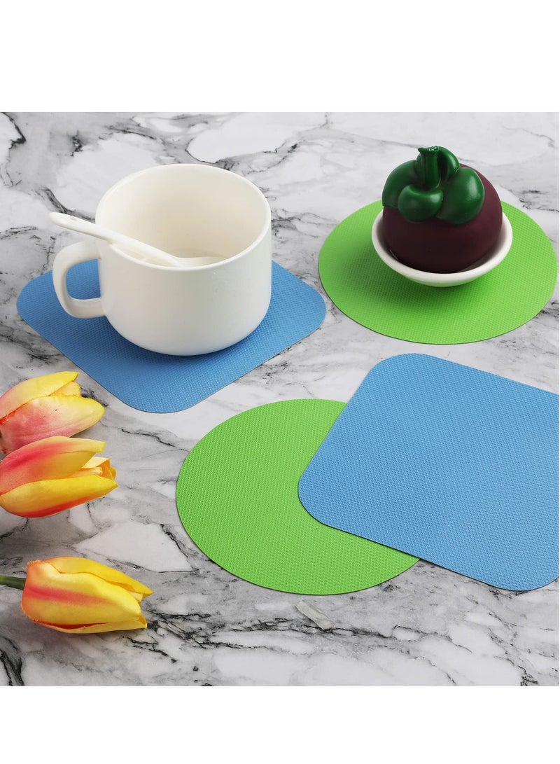 4Pcs Jar Opener Gripper Pads, Rubber Jar Grippers Multi-function Jar Opener for Seniors with Arthritis Weak Hands Kitchen Coasters(Light Blue, Green)