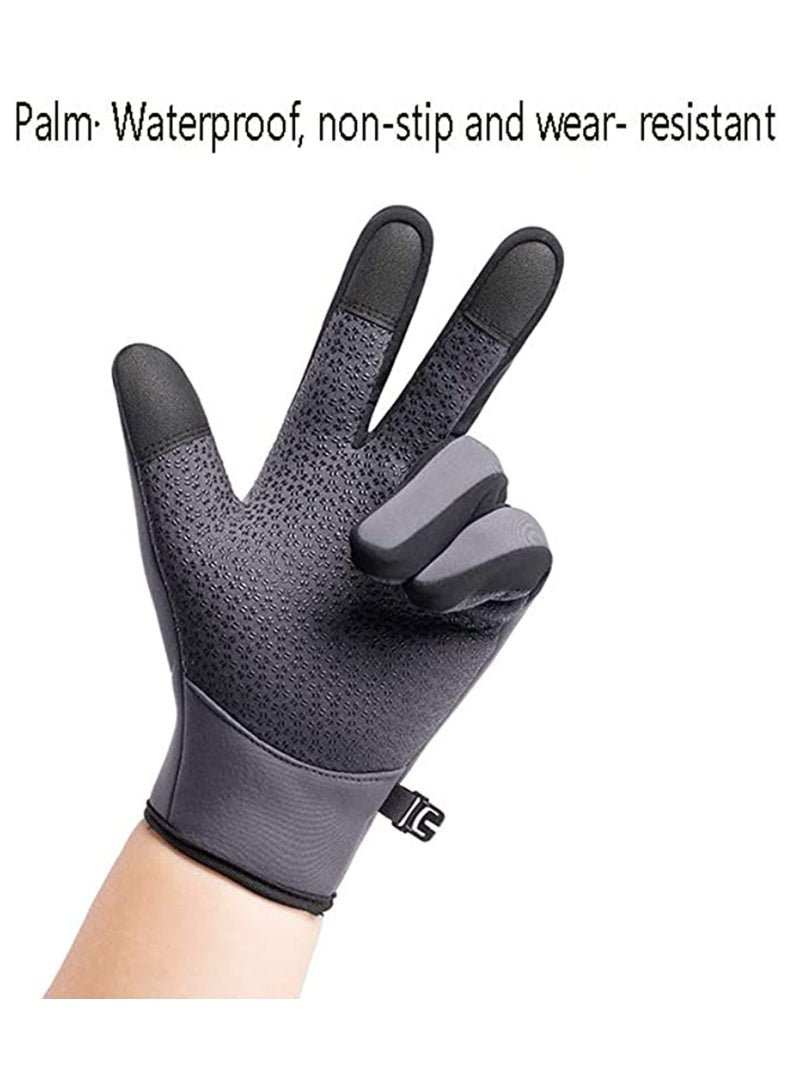 Winter Warm Gloves Men Women Cycling Windproof and Waterproof Pu Leather Touchscreen Cold Weather Driving Gloves, Size: M