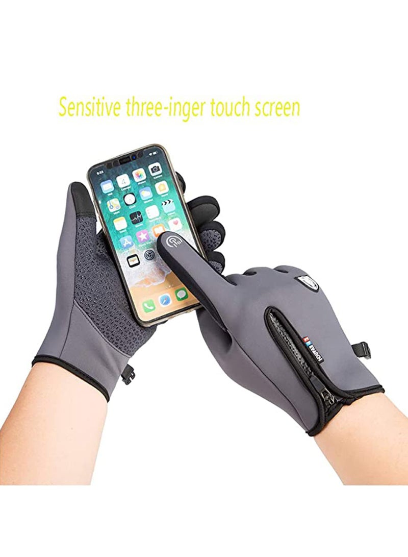 Winter Warm Gloves Men Women Cycling Windproof and Waterproof Pu Leather Touchscreen Cold Weather Driving Gloves, Size: M