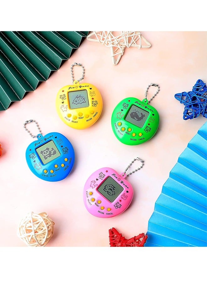 4 Pcs Virtual Pets Keychain, Virtual Electronic Digital Pets Keychain, Game Keyring, Retro Handheld Game, Machine Nostalgic 90s Toy for Boys Girls Party Favor