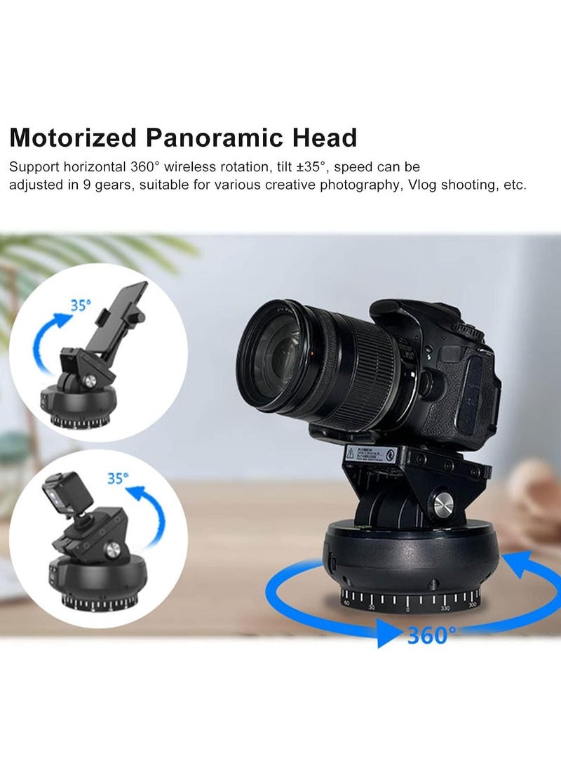 Motorized Pan Tilt Head, 360° Rotation Panoramic Wireless Remote Control Professional Multifunctional Head for Mobile Phone Camera, Max.1Kg Load