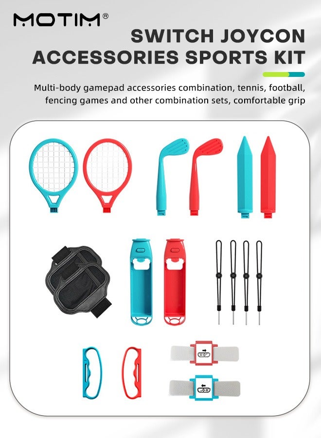 18 IN 1 Switch Sports Accessories Family Accessories Kit, Compatible with Nintendo Switch OLED Console for Switch Sports Games Bundle Kit for Nintendo Switch Games