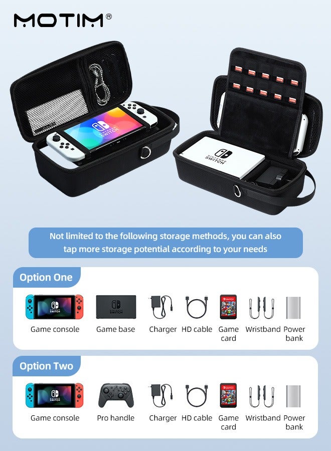 Switch Carrying Case Compatible with Nintendo Switch/OLED Model, Portable Travel Switch Storage Bag Fit for Joy-Con and Adapter, Hard Shell Protective Switch Pouch Case & Games