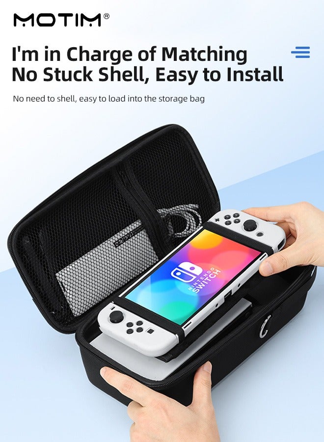 Switch Carrying Case Compatible with Nintendo Switch/OLED Model, Portable Travel Switch Storage Bag Fit for Joy-Con and Adapter, Hard Shell Protective Switch Pouch Case & Games