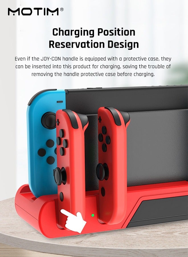 Charging Dock Compatible with Nintendo Switch & Switch OLED Model Joy Con, Switch Controller Charger Dock Station for Joy Con Charges up to 4pcs, Switch Storage and Organizer for Game Card