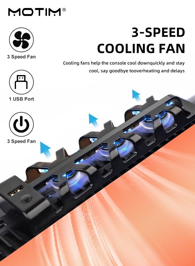 PS5 Cooling Fan, PS5 Accessories PS5 Cooler with 3 High-Speed Cooling Fans (5000RPM) and Cool LED Light, PS5 Fan Cooling Fan Come with USB Port for Sony PS5 Digital/Disc Edition