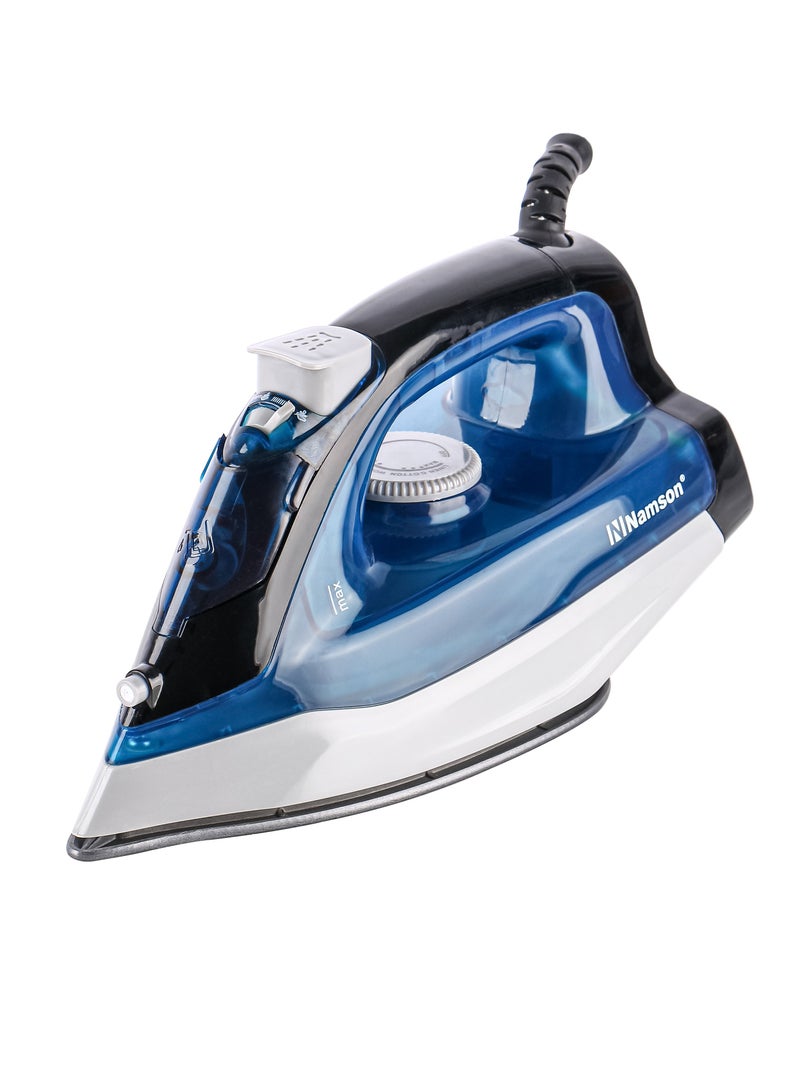 Namson Steam Iron - 1600W Power, Adjustable Temperature Control, Teflon Soleplate | Dry/Steam/Spray Functions | Vertical Steam | Self-cleaning Function | 1.5m Long Cable | Water Cup Included