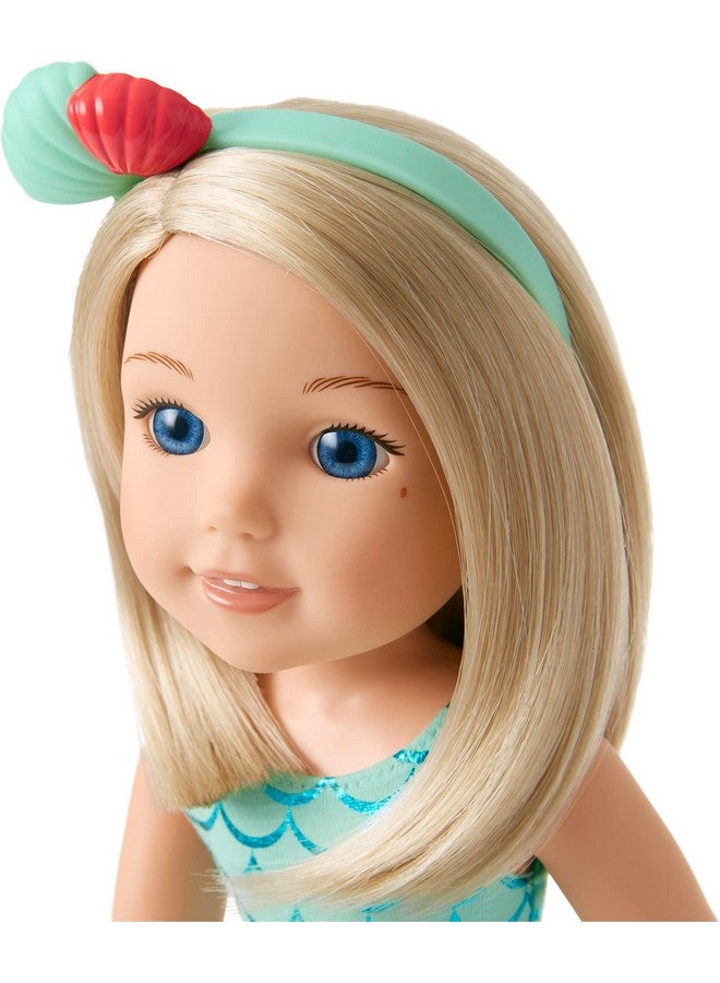 Welliewishers Camille 14.5Inch Doll With Blue Eyes, Blond Hair, Blue Mermaid Print Leotard, Seablue Skirt, Ages 4+