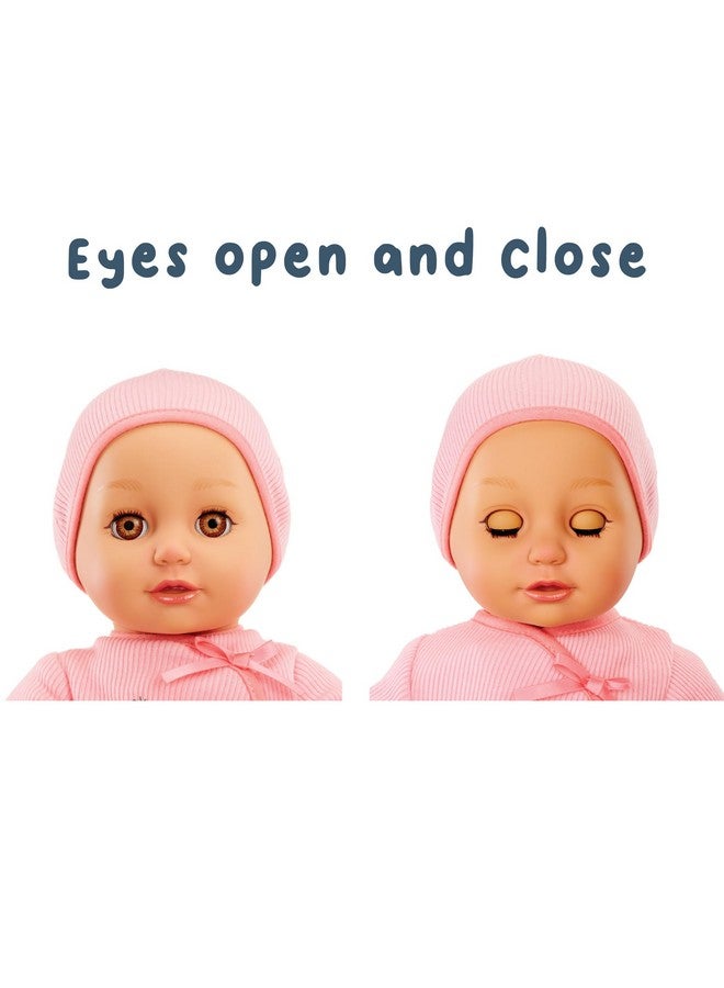 My First Baby Doll Ava Light Brown Eyes: Realistic Softbodied Baby Doll For Kids Ages 1 & Up, Eyes Open & Close, Baby Doll With Bottle