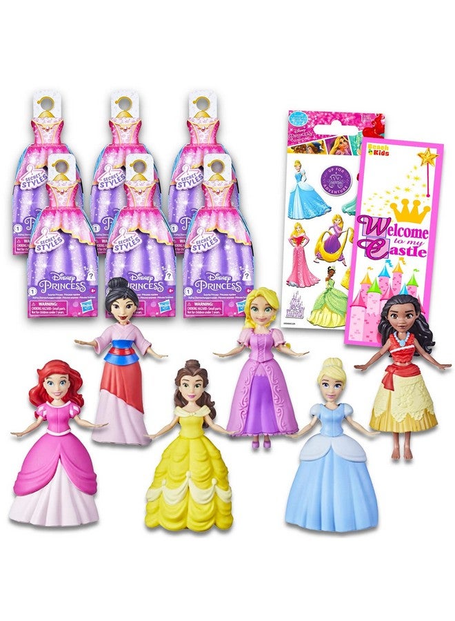Princess Party Favors Set Bundle With 6 Princess Secret Styles Dolls With Surprise Princess Plus Stickers, More Princess Mystery Toys