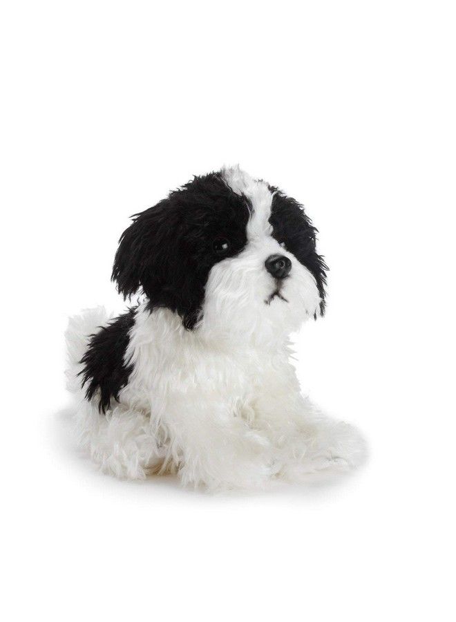 Sitting Small Havanese Dog Black And White Children'S Plush Stuffed Animal