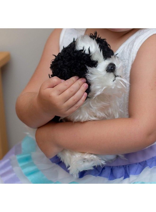 Sitting Small Havanese Dog Black And White Children'S Plush Stuffed Animal