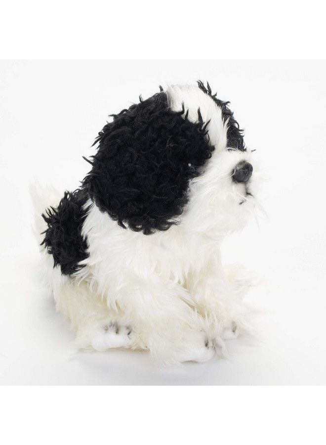 Sitting Small Havanese Dog Black And White Children'S Plush Stuffed Animal