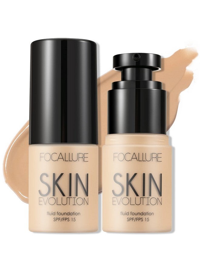 2 Pcs Liquid Foundation, Skin Evolution Foundation + Concealer, Full Coverage Foundation Makeup, Durable, Waterproof, Oilcontrol, Hides Wrinkles & Lines, Warm Ivory