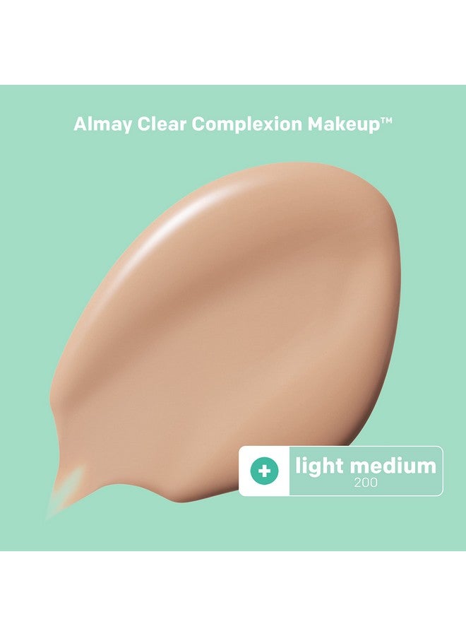 Clear Complexion Acne & Blemish Spot Treatment Concealer Makeup With Salicylic Acid Lightweight, Full Coverage, Hypoallergenic, Fragrancefree, For Sensitive Skin, 200 Light;Medium, 0.3 Fl Oz.