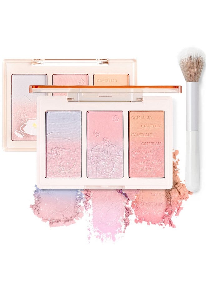 3 Colors Blush Palette Shimmer Face Blush Highlighter Palette Waterproof And Long Lasting Matte And Shimmer Blush Palette