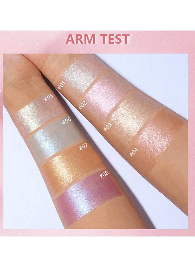Face Highlighter 8 Colors Smooth Shimmer Highlighter Palette Longlasting Shiny Face Illuminator Highlighter Makeup (08 Purple)
