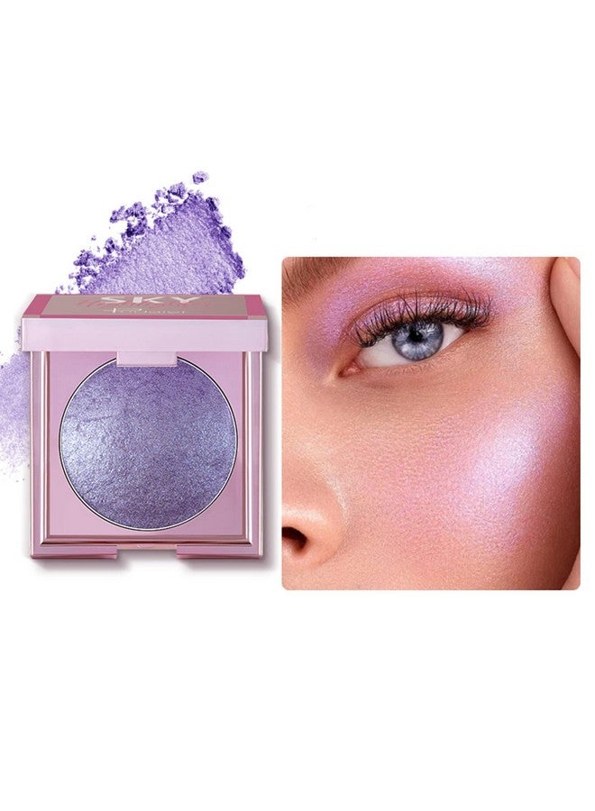 Face Highlighter 8 Colors Smooth Shimmer Highlighter Palette Longlasting Shiny Face Illuminator Highlighter Makeup (08 Purple)