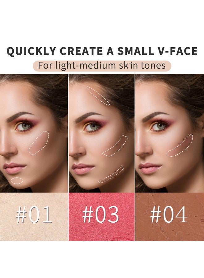 Cream Contour Sticks 3 Pcs Highlighter Bronzer Blush Face Makeup Contouring Bronzing Pen Creme Cheek Blush & Brightens Illuminator Highlight Foundation Waterproof Cosmetics Set Light