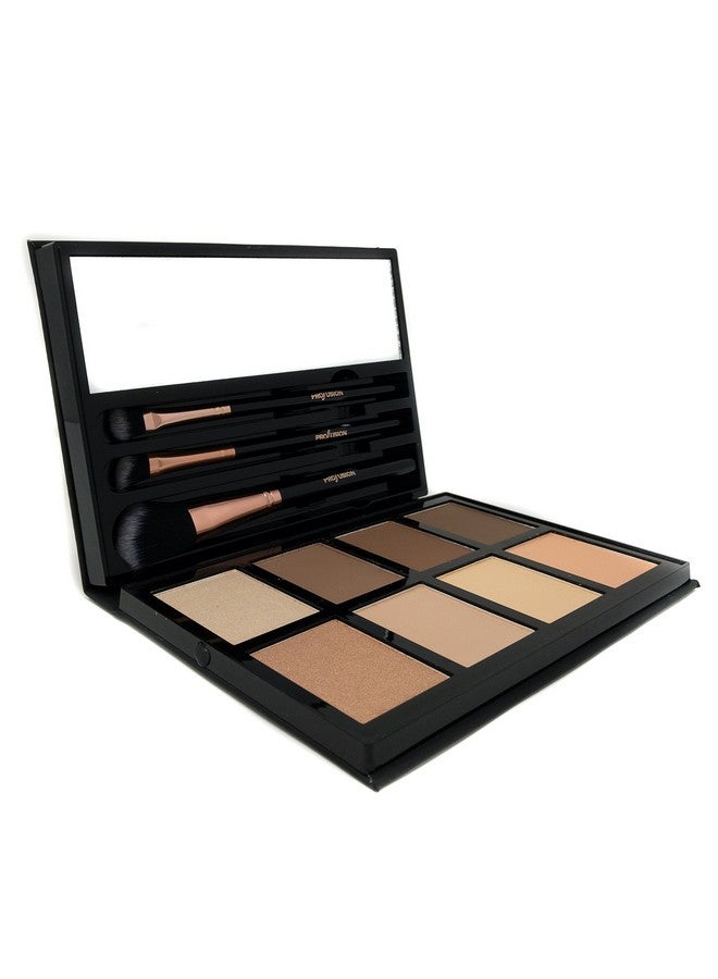 Contour Professional 8 Color Palette Face Powder Highlighter Bronzer Makeup Kit Brushes Included Champagne Highlight Nutmeg Ivory Peach Pale Gala Moonstone Java Ebony