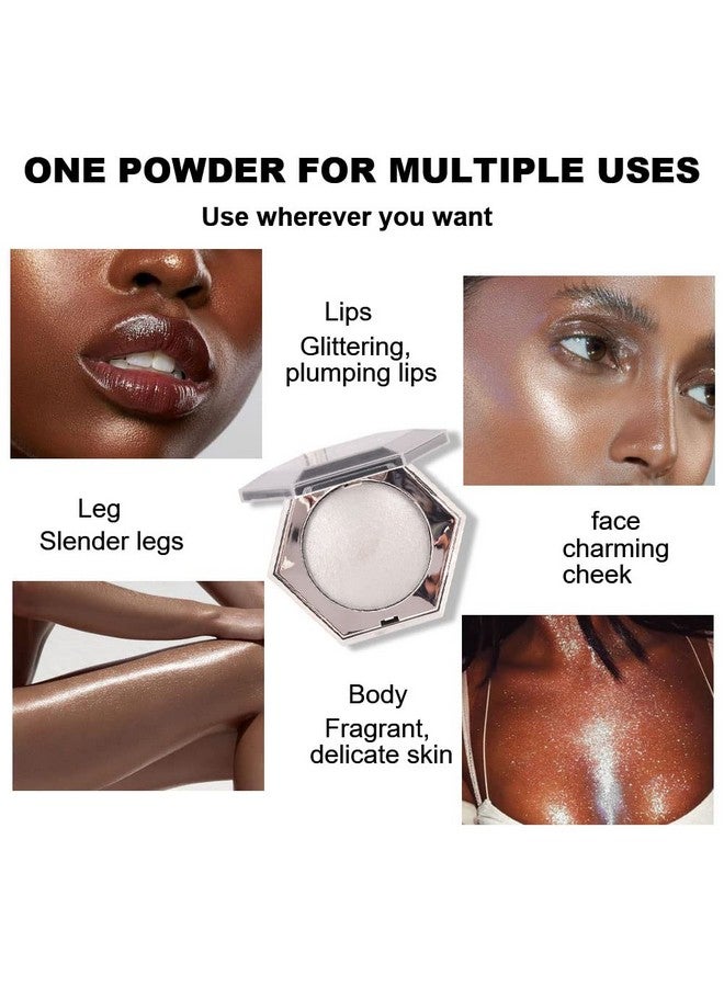 Pearl White Shimmer Glitter Highlighter Highlight Makeup Contour Powder,Silver Face Highlighter, Highlighter+Makeup Iluminadores Illuminator Make Up (Shiny Silver)