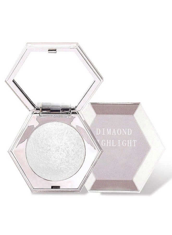 White Silver Face Highlighter Makeup Palette, Shimmer Glitter Highlighter Powder For Face Body, Natural Glossy Highlight Makeup Illuminator Highlighter Palette, Longlasting, Lightweight, 01