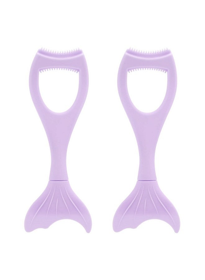2 In 1 Mascara Eyeliner Guard, Silicone Mascara Lash Shield Applicator, Eyelash Comb Purple 2 Pcs