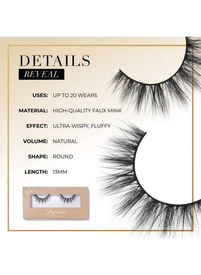 Everyday Reveal Faux Mink Lashes False Eyelashes Natural Look Faux Wispy Lashes Mink Strip Lashes Short Lashes Round Shaped Natural Lashes 13 Mm Reusable Up To 20 Times