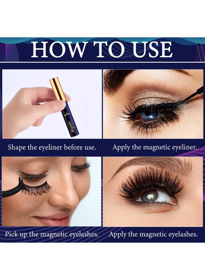 Magnetic Lashes With Eyeliner Magnetic Eyelashes And Eyeliner Kit,Reusable Magnetic Lashes With Eyeliner And Tweezers, 3D Natural Look False Eyelashes, Easy To Wear, No Glue Needed