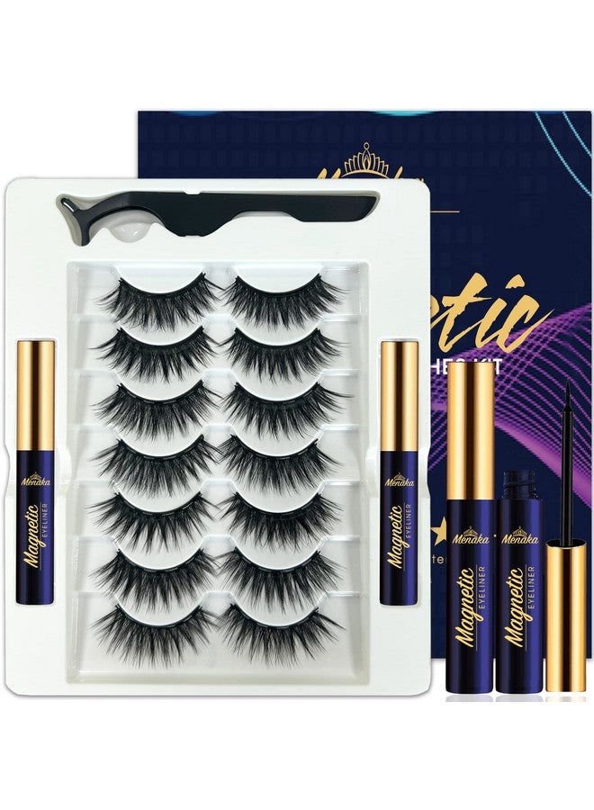 Magnetic Lashes With Eyeliner Magnetic Eyelashes And Eyeliner Kit,Reusable Magnetic Lashes With Eyeliner And Tweezers, 3D Natural Look False Eyelashes, Easy To Wear, No Glue Needed