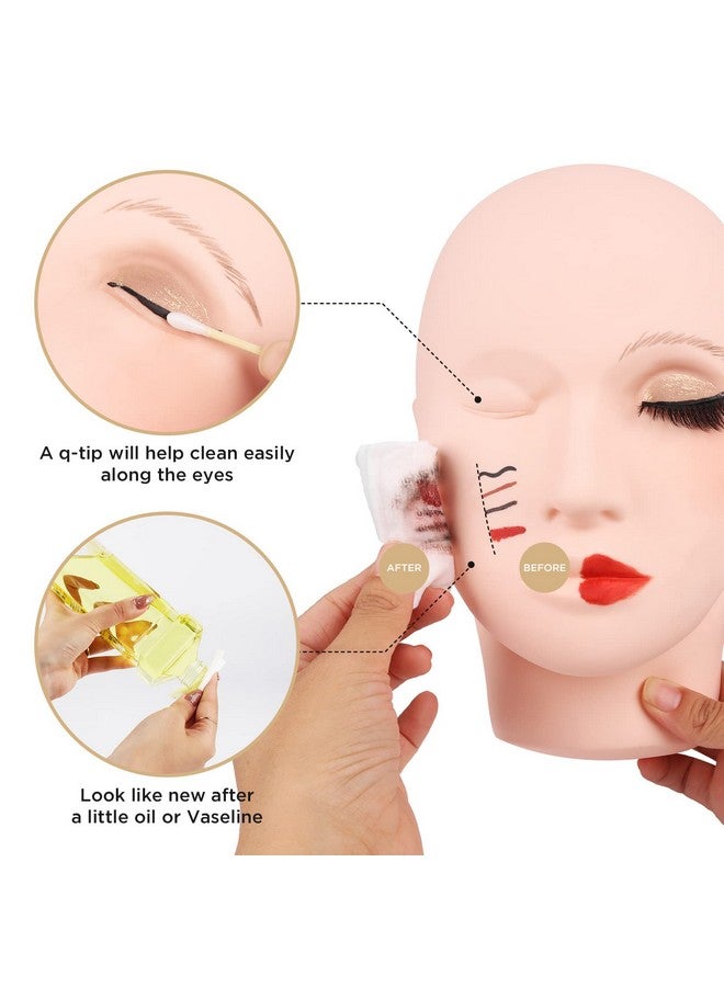 Lash Mannequin Head, Practice Training Head,Make Up And Lash Extention,Cosmetology Doll Face Head,Softtouch Rubber Practice Head,Easy To Clean By Skincare Essential Oil.