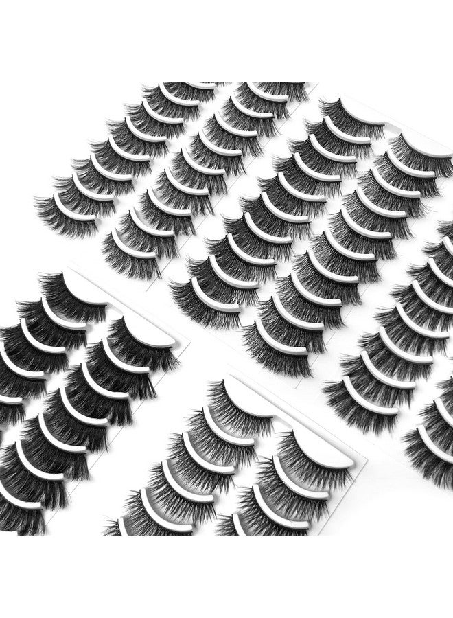 Eyelashes, 50 Pairs 5 Styles 3D Faux Mink Lashes Natural Look Wispy Fluffy Handmade Cat False Eyelashes Set Professional Fake Eyelashes Pack