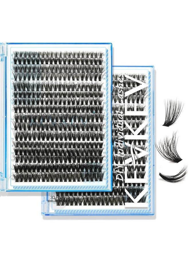 Lash Clusters Individual Lashes 3D Fluffy Eyelash Clusters 320 Pcs Cluster Lashes 30+40+50D Wispy Volume Lashes Diy Lash Extensions Thin Band & Soft (Fluffy 30+40+50D,D816Mix)