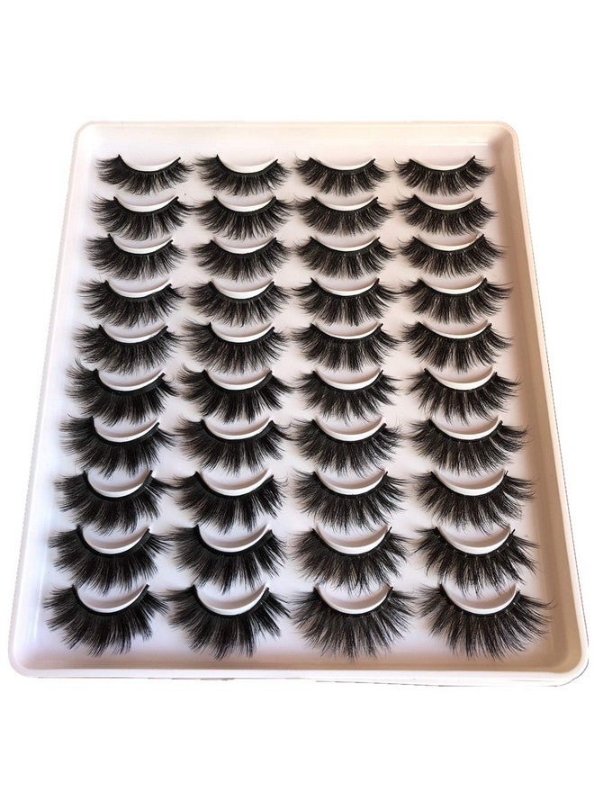 Mink Lashes Pack 20Mm Thick Fluffy Faux Mink Lashes Pack 20 Pairs 4 Styles 3D False Eyelashes Dramatic Long Handmade Strip Face Eyelashes Multipack