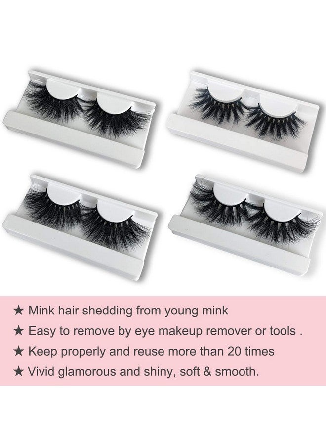 25Mm Mink Lashes, Fluffy Volume Mink Eyelashes, Real 5D Mink Lashes Bulk, Dramatic Long 25Mm Eyelashe, Wholesale Mink Lashes, Pack Of 4