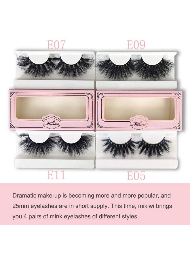 25Mm Mink Lashes, Fluffy Volume Mink Eyelashes, Real 5D Mink Lashes Bulk, Dramatic Long 25Mm Eyelashe, Wholesale Mink Lashes, Pack Of 4