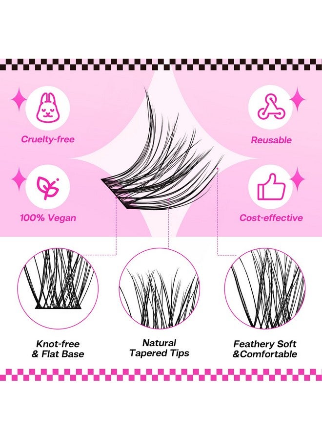 Lash Clusters Diy Lash Extensions 96Pcs D Curl Cluster Lashes Natural Look Eyelash Clusters Reusable Wispy Individual Lashes Super Thin Band And Soft (Hd17, D1016Mix)