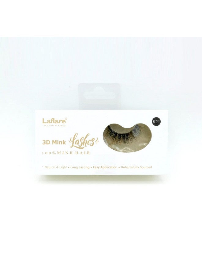 3D 100% Real Mink Eyelashes, Luxurious Handmade, Light, Natural, Long Lasting, Easy To Apply False Lashes (K21)