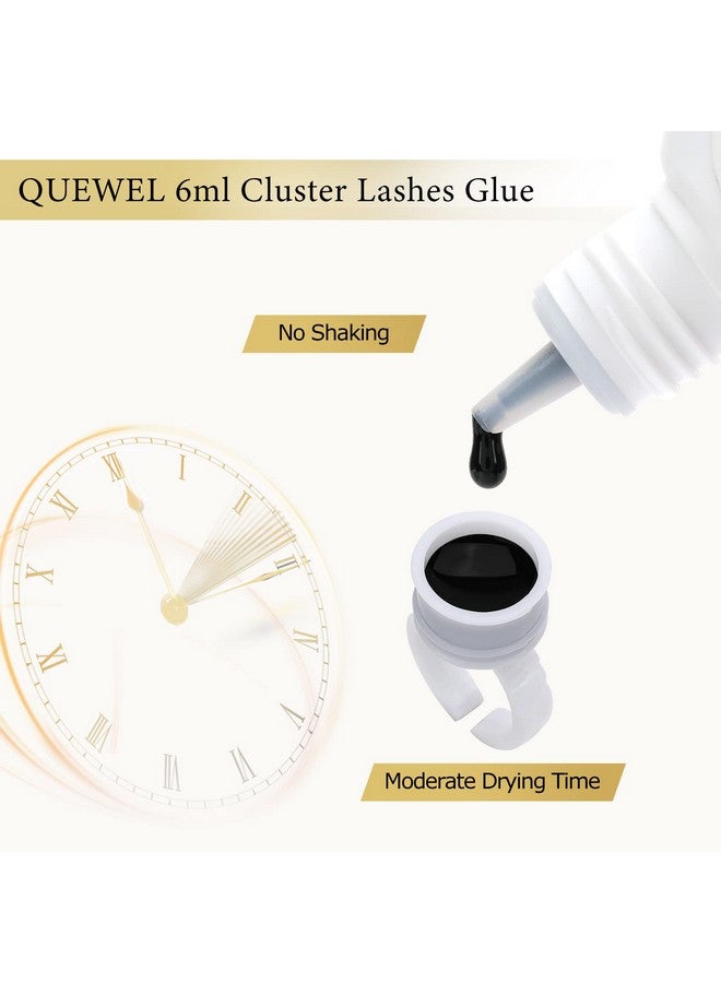 Lash Clusters Glue 6Ml Cluster Lashes Glue Black Eyelash Clusters Glue For Diy Lash Extensions Longlasting Eyelash Glue For Cluster Lashes Waterproof&No Irritation(Black, 6Ml)