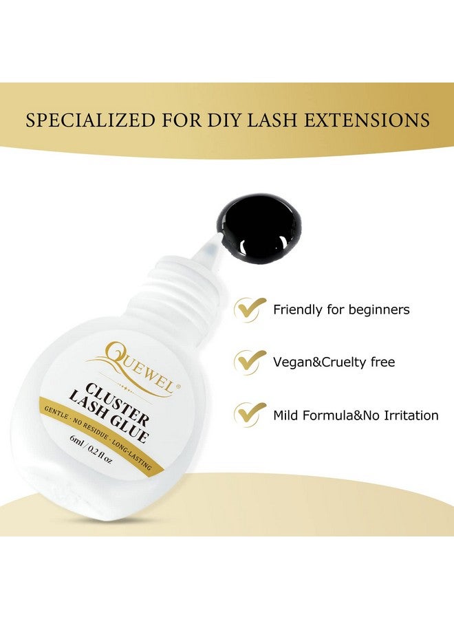 Lash Clusters Glue 6Ml Cluster Lashes Glue Black Eyelash Clusters Glue For Diy Lash Extensions Longlasting Eyelash Glue For Cluster Lashes Waterproof&No Irritation(Black, 6Ml)