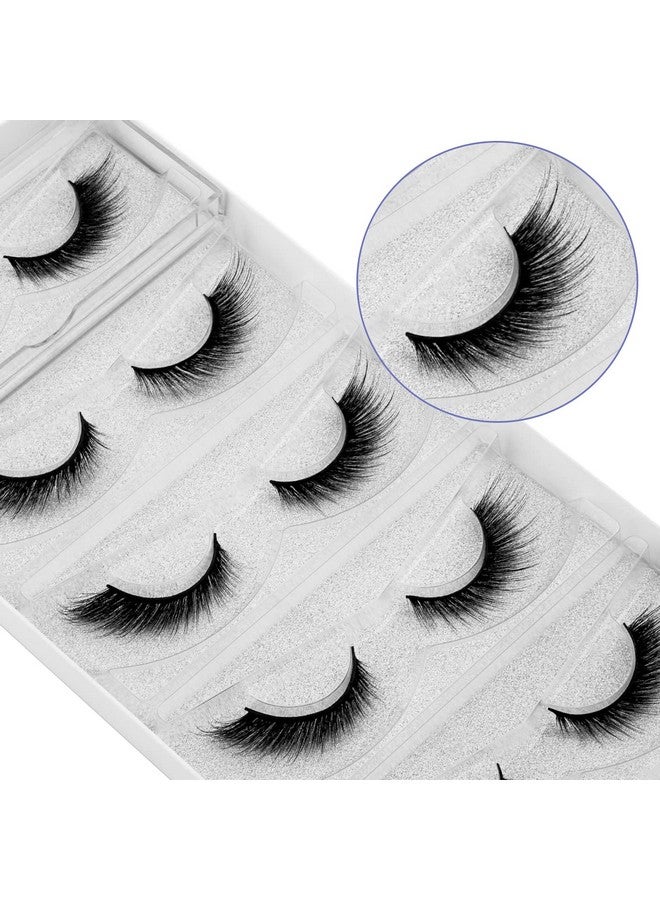 Lash Extension Strip Eyelashes 5 Pairs 6D Lashes Fox Eye Mink Eyelashes False Lashes Reusable Fake Eyelashes Mink Wispy Lashes Natural Look ; Winged 7Mm17Mm