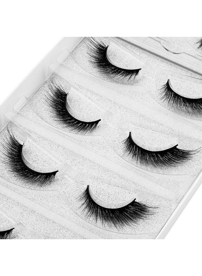 Lash Extension Strip Eyelashes 5 Pairs 6D Lashes Fox Eye Mink Eyelashes False Lashes Reusable Fake Eyelashes Mink Wispy Lashes Natural Look ; Winged 7Mm17Mm