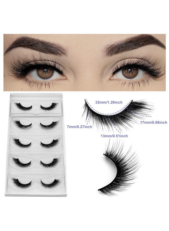 Lash Extension Strip Eyelashes 5 Pairs 6D Lashes Fox Eye Mink Eyelashes False Lashes Reusable Fake Eyelashes Mink Wispy Lashes Natural Look ; Winged 7Mm17Mm