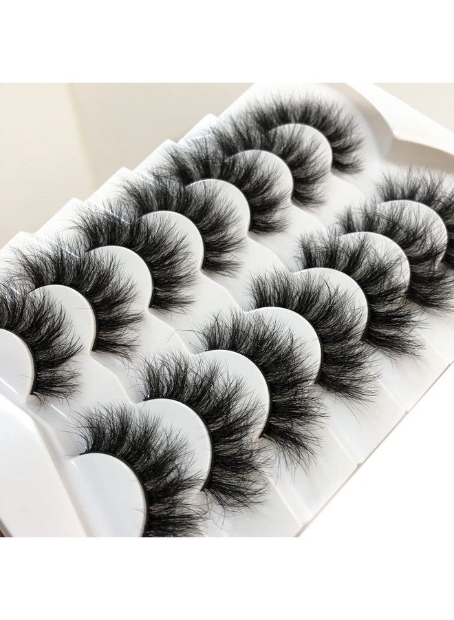 False Eyelashes Fluffy Mink Lashes Cateye Look 18Mm Wispy Long 8D Volume Fake Eyelash Strips 7 Pairs Pack